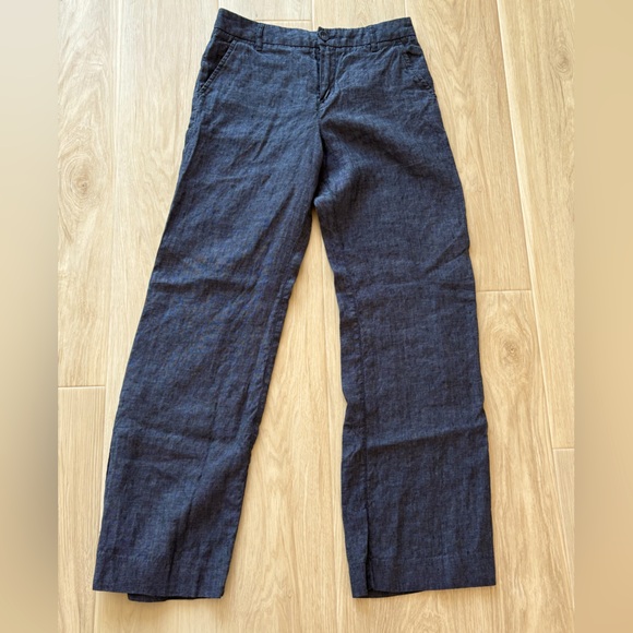 EUC Garnet Hill classic linen trouser size 4 indigo - Picture 2 of 7
